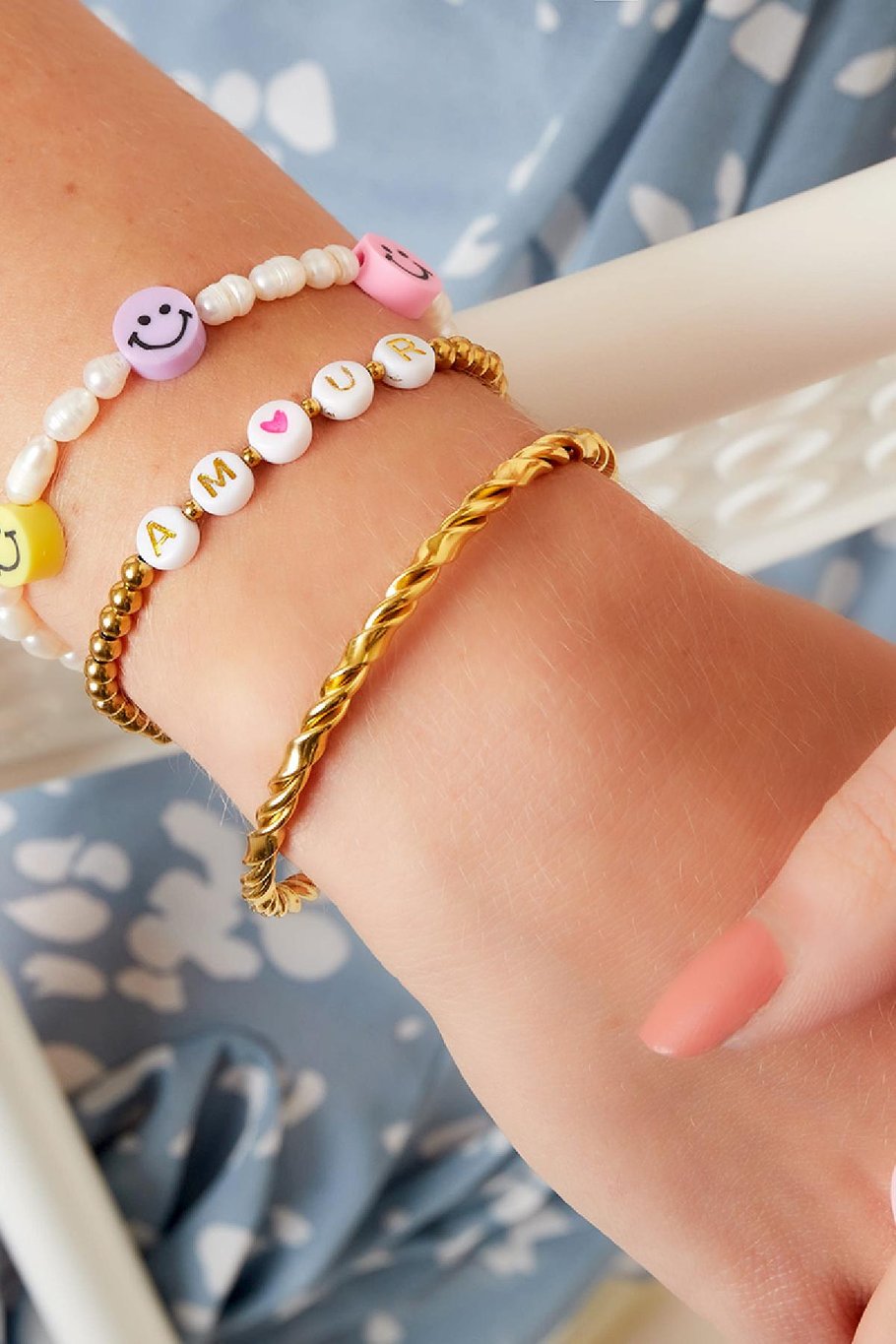 Armband Smileys und Perlen Multi Perlmutt Bild2